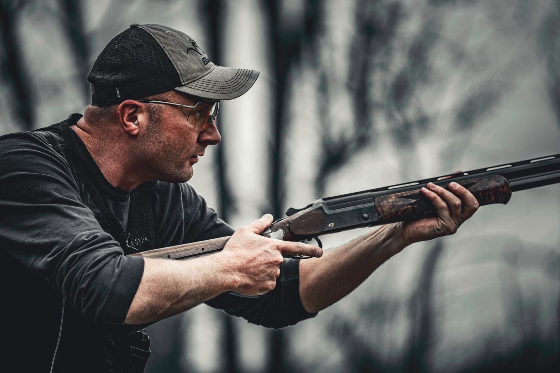 A shooter holding position before action.